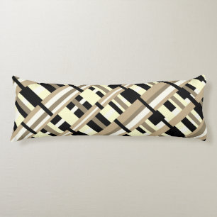 Plaid in Taupe, Tan, Black, White Diagonal Body Pillow