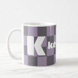 Plaid Initial Name Oversized Typography Purple Coffee Mug at Zazzle
