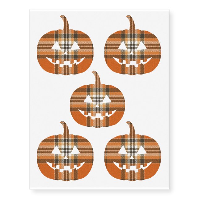 Plaid Jack O' Lantern - Temporary Tattoos (Front)