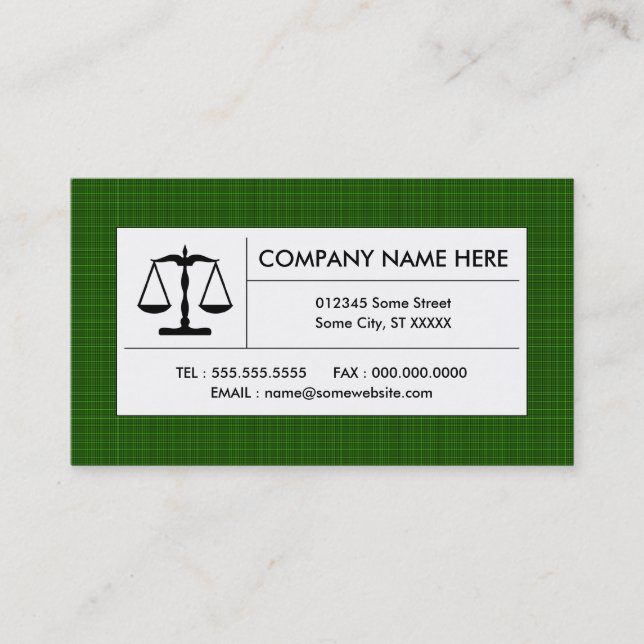 plaid justice scale business card (Front)