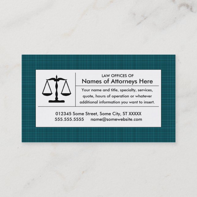 plaid justice scale business card (Front)