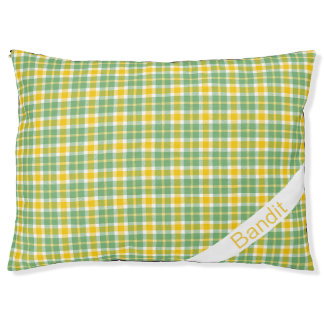 Plaid Lemon Lime Summer Outdoor Dog Cat Pet Bed