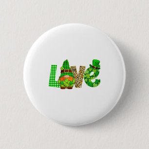 Plaid Leopard Love Gnome St Patricks Day Shamrock Button