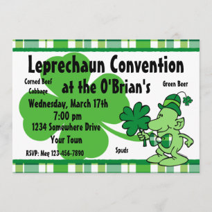 Plaid Leprechaun Custom Invitations