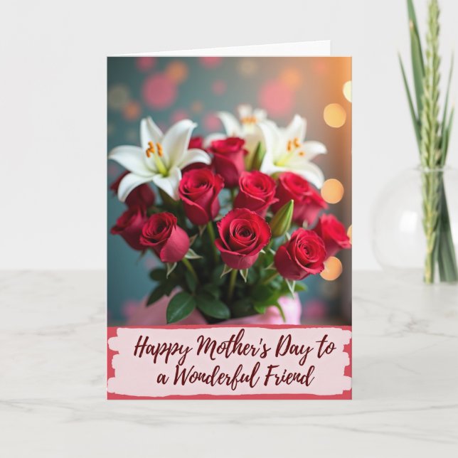 Plaid Lilies Wonderful Friend Card (Front)