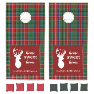 Plaid MacCulloch Red Green Tartan Family Name Cornhole Set