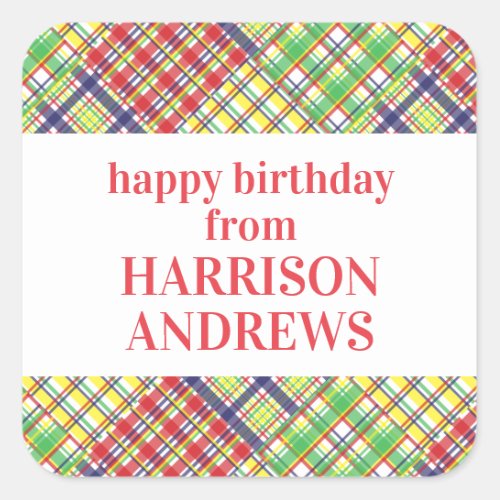 Plaid Madras Personalized Stickers