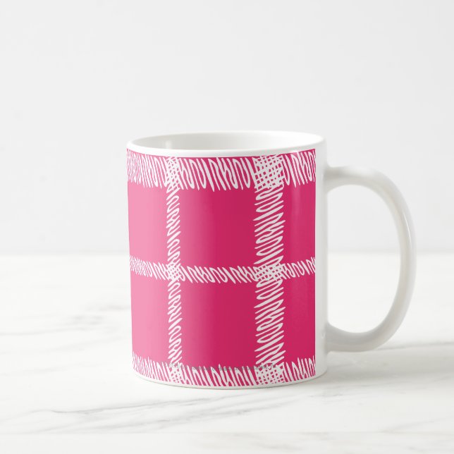Plaid Magenta Coffee Mug (Right)