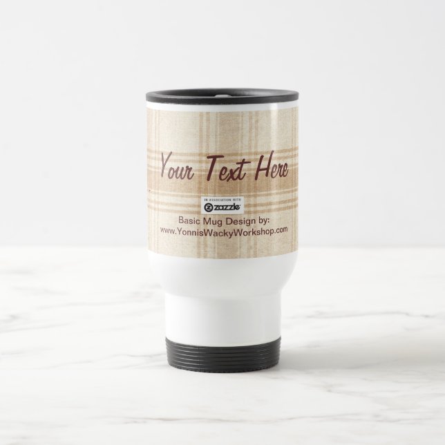 Plaid Material, Your Text Here Travel Mug (Center)