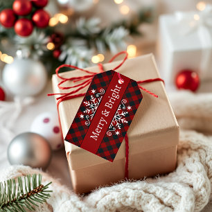 Plaid Merry & Bright snowflake Gift Tags