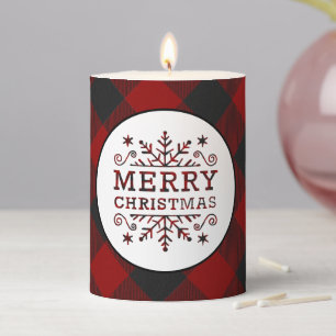 Plaid Merry Christmas Candle