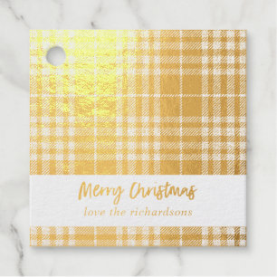 Plaid Merry Christmas Foil Favor Tags