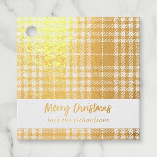 Plaid Merry Christmas Foil Favor Tags