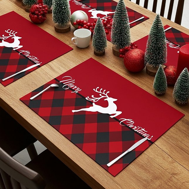Plaid Merry Christmas Paper Placemat (Creator Uploaded)
