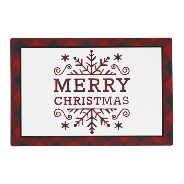 Plaid Merry Christmas Placemat (Front)