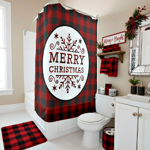 Plaid Merry Christmas Shower Curtain