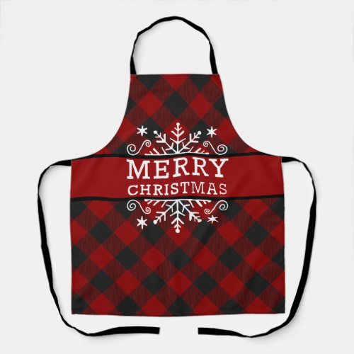 Plaid Merry Christmas snowflake  Apron