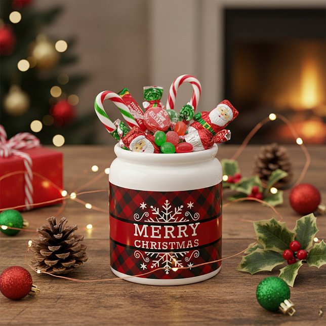 Plaid Merry Christmas snowflake  Candy Jar (Creator Uploaded)