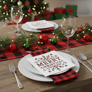Plaid Merry Christmas snowflake Napkins