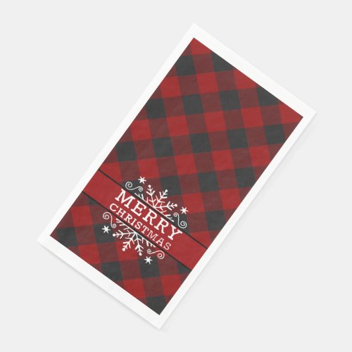 Plaid Merry Christmas snowflake  Paper Guest Towels