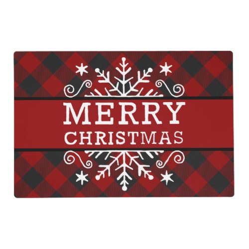 Plaid Merry Christmas snowflake  Placemat
