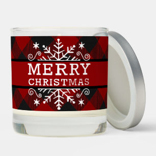Plaid Merry Christmas snowflake  Scented Candle