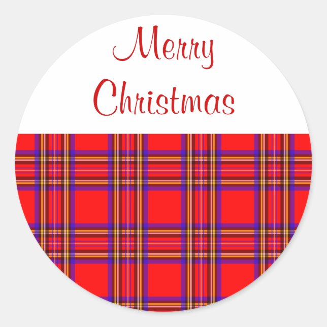 Plaid Merry Christmas Stickers (Front)