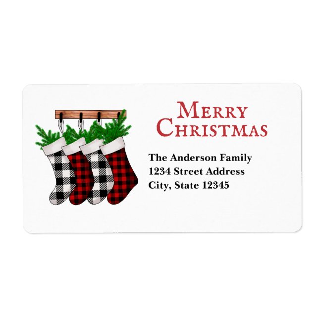 Plaid Merry Christmas Stockings Label (Front)