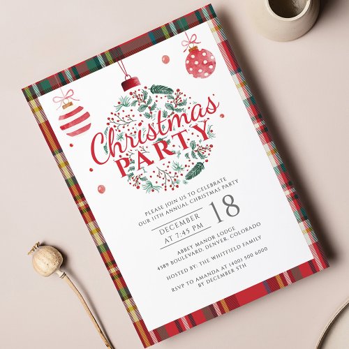 Plaid Modern Office Christmas Party Invitation 
