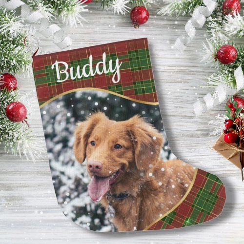 Plaid Modern Personalized Pet Christmas Stocking