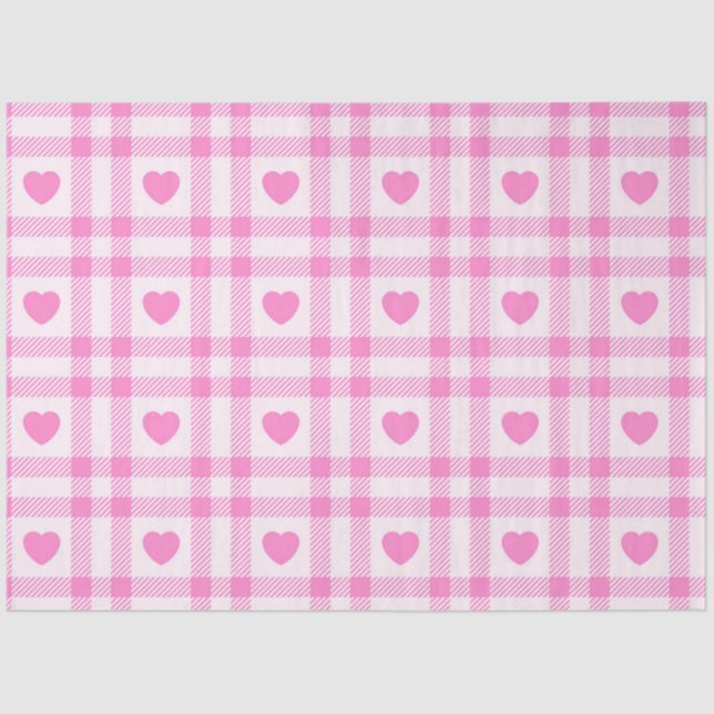 Plaid Modern Pink Heart Collection Tissue Paper (Front)