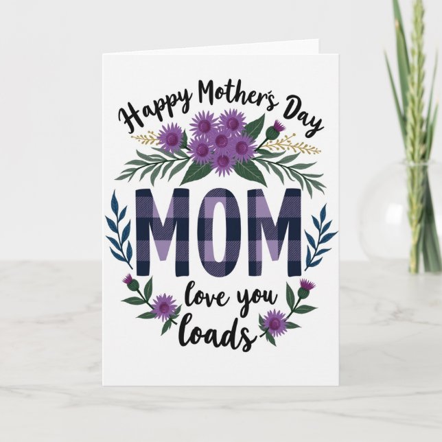 Plaid Mom Floral Mothers Day Card (Front)