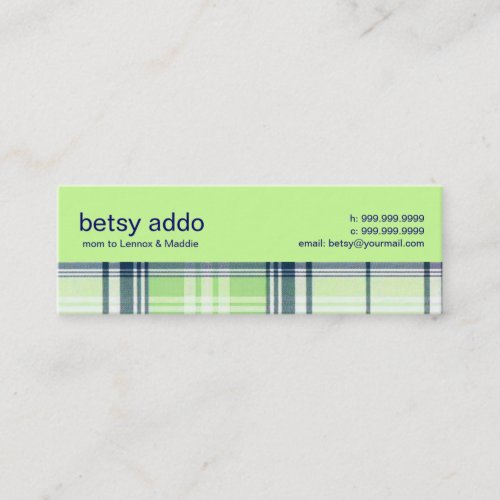 Plaid Mommy Calling Card Business Cards