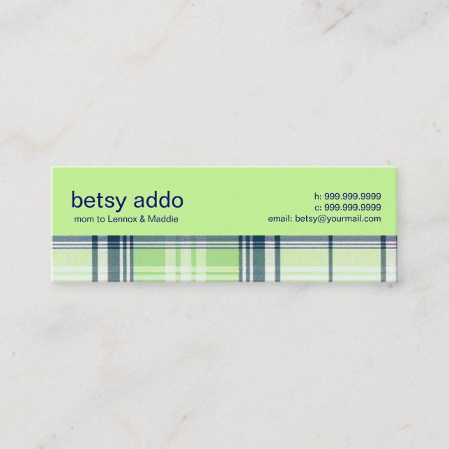 Plaid Mommy Calling Card (Front)