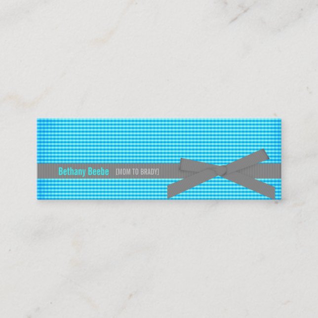 Plaid Mommy Calling Cards (Teal) (Front)