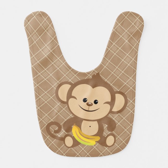 Plaid Monkey With Banana Bib (Front)