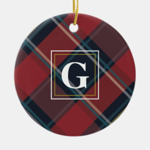 Plaid Monogram Christmas Tree Ornament