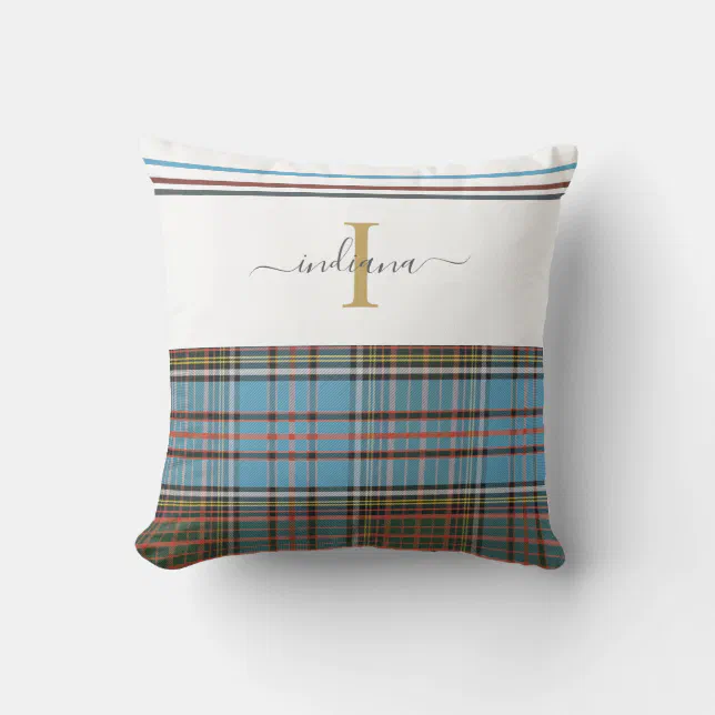 Plaid Monogram Clan Anderson Rustic Tartan Outdoor Pillow | Zazzle