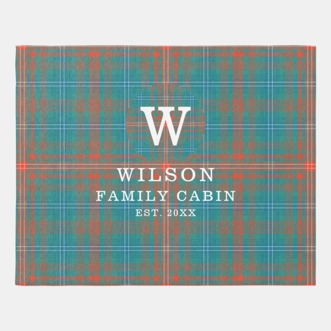 Plaid Monogram Family Clan Wilson Tartan Rug (Front)