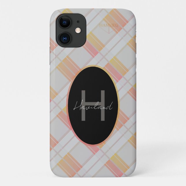 Plaid Monogram iPhone Case HAMbWG (Back)