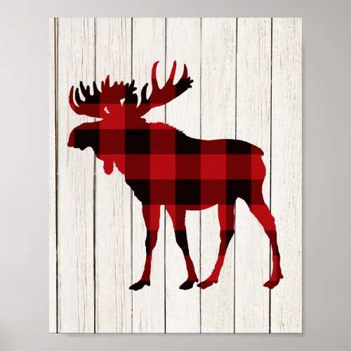 Plaid Moose Art Christmas Decor Lumberjack Party