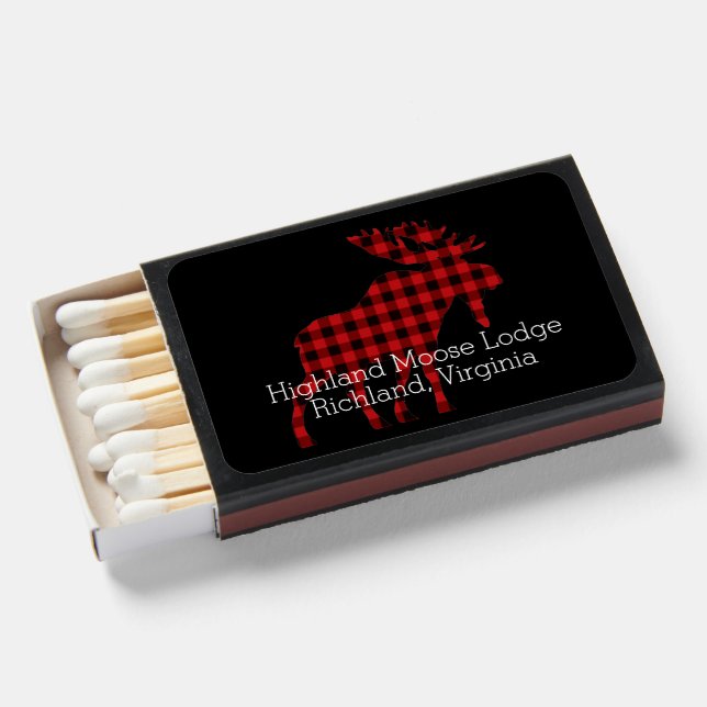 Plaid Moose Business Promotional Matchbox Matchboxes (Front Open)