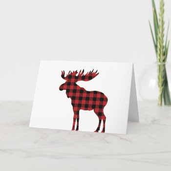 Plaid Moose Christmas Card by BeachBeginnings at Zazzle