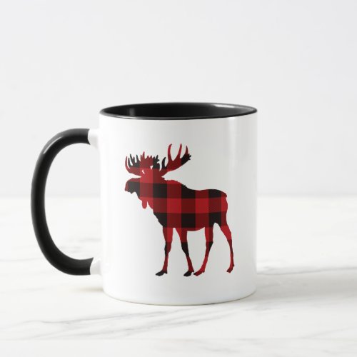 Plaid Moose Coffee Mug Red Buffalo Plaid Cup