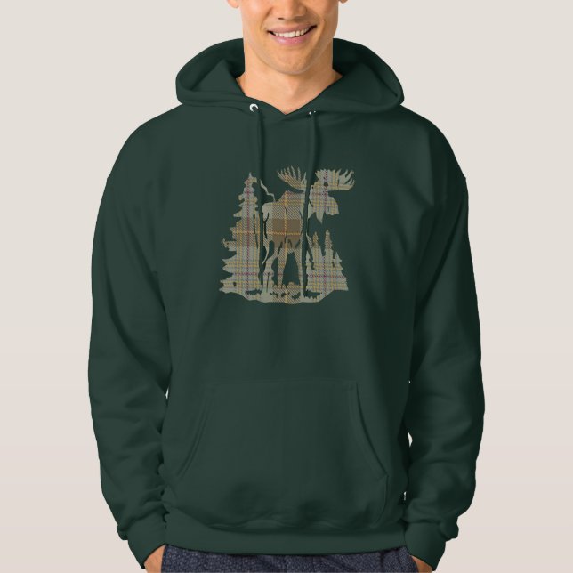 Plaid Moose Hoodie (Front)