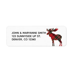 Plaid Moose Return Address Label
