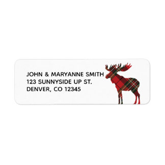 Plaid Moose Return Address Label