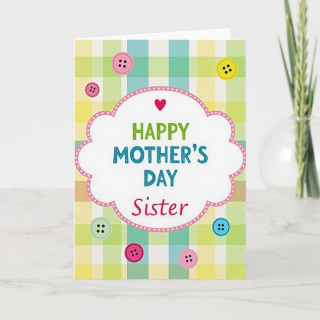 Plaid Mothers Day Sister Card (Front)