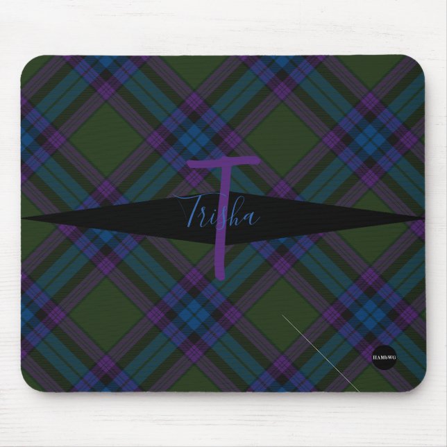 Plaid Mousepad - HAMbyWG - Olive, Purple (Front)