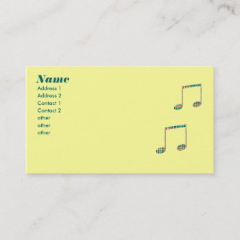 Plaid Musical Notes Business Card by DonnaGrayson at Zazzle